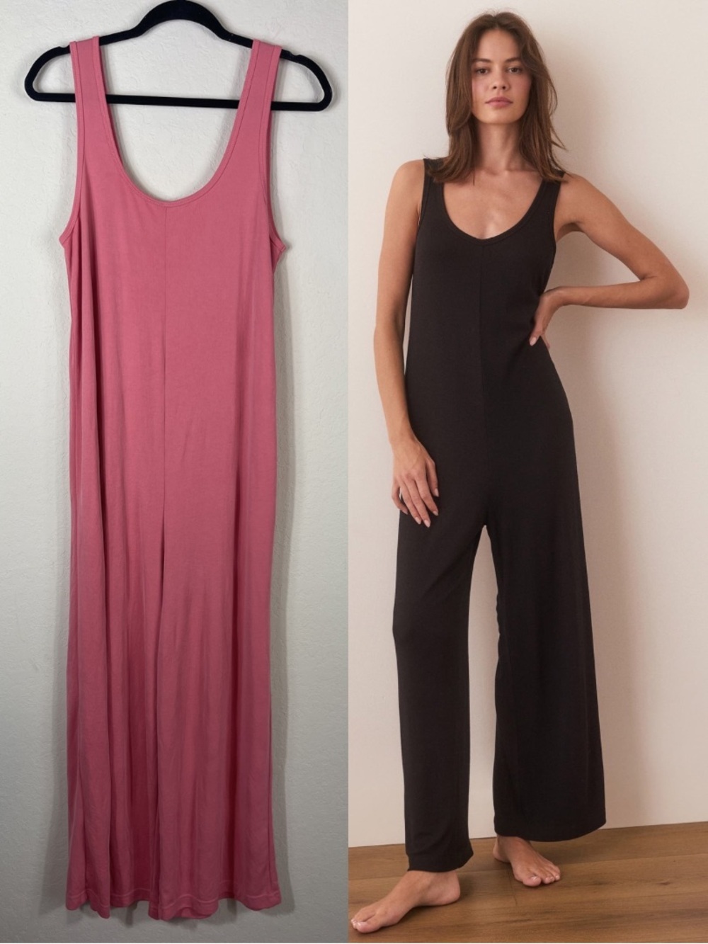 Marine Layer Re-Spun Lexi Rib Lounge Jumpsuit Pink Size Medium